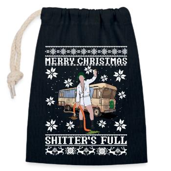 Joyeux Noël Shitters Full Ugly Christmas - Sac cadeau en coton avec cordon (14 x 20 cm) - bleu marine - Devant