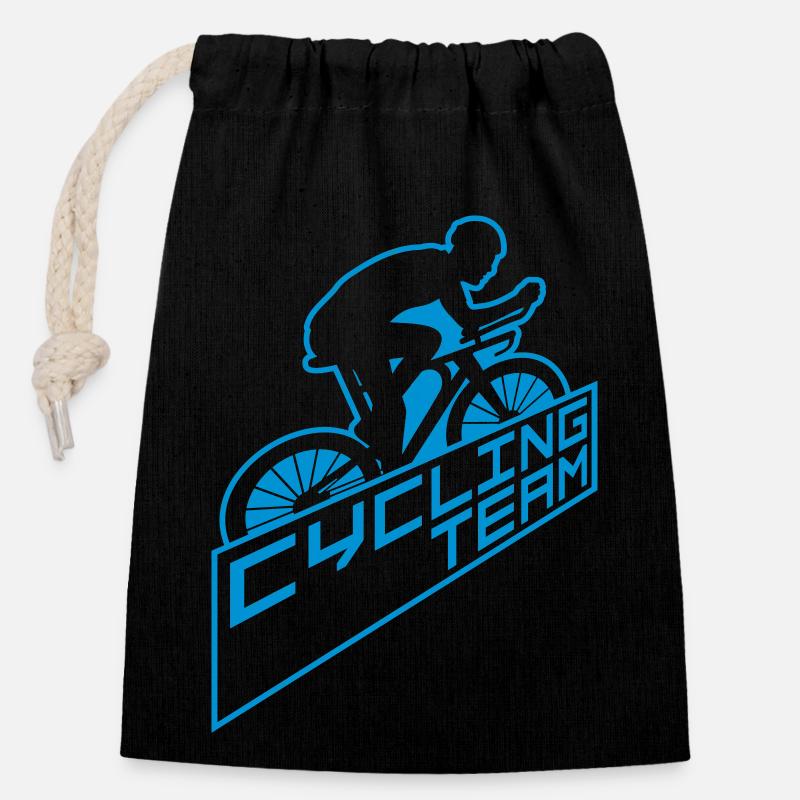 Schild Cycling TeamAusdauer - Verschließbarer Geschenkbeutel aus Baumwolle (14x20cm) - Schwarz