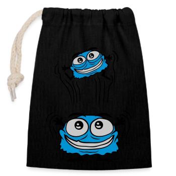 Papa Monster jette un enfant - Sac cadeau en coton avec cordon (14 x 20 cm) - noir - Devant