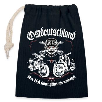 Simson S51 + Schwalbe - Wer IFA fährt... - Verschließbarer Geschenkbeutel aus Baumwolle (14x20cm) - Navy - Vorne