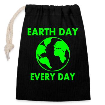 Earth day every day - Verschließbarer Geschenkbeutel aus Baumwolle (14x20cm) - Schwarz - Vorne