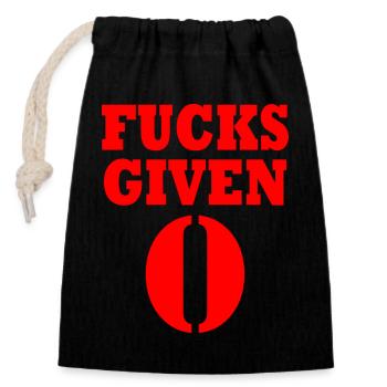 Zero fucks given - Closable cotton gift bag (14x20cm) - black - Front