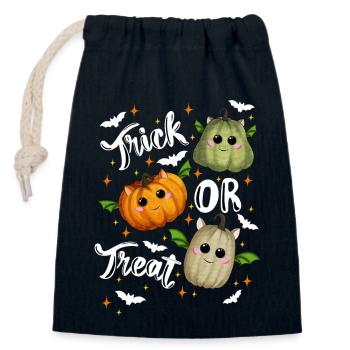 Trick ou gâterie citrouilles - Sac cadeau en coton avec cordon (14 x 20 cm) - bleu marine - Devant