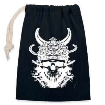 Viking Skull - Closable cotton gift bag (14x20cm) - navy - Front