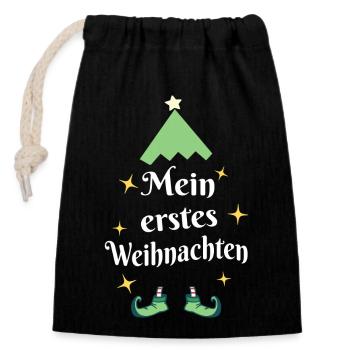mein erstes Weihnachten Baby - Verschließbarer Geschenkbeutel aus Baumwolle (14x20cm) - Schwarz - Vorne