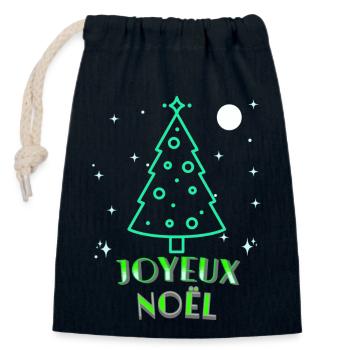 MERRY CHRISTMAS - Closable cotton gift bag (14x20cm) - navy - Front