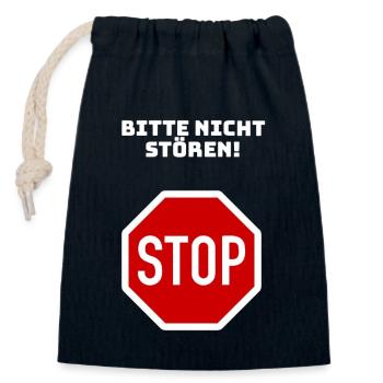 Bitte nicht stören! Stopschild - Verschließbarer Geschenkbeutel aus Baumwolle (14x20cm) - Navy - Vorne