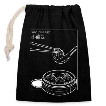 Minimalist Xiao Long Bao - Closable cotton gift bag (14x20cm) - black - Front