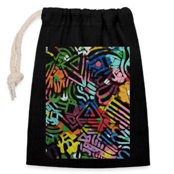 Geometric Print - Closable cotton gift bag (14x20cm) - black - Front