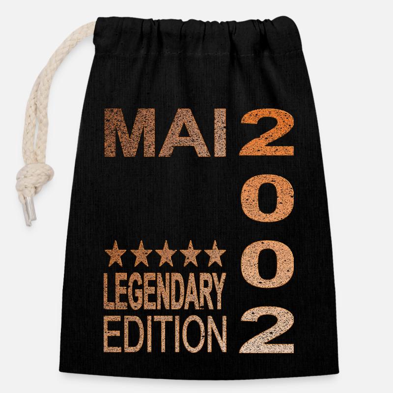 Édition de mai 2002 légendaire - Sac cadeau en coton avec cordon (14 x 20 cm) - noir