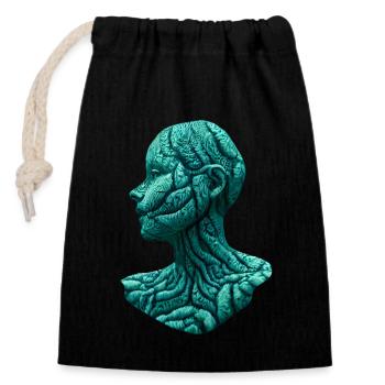 Bust of a woman in blue bark - Closable cotton gift bag (14x20cm) - black - Front