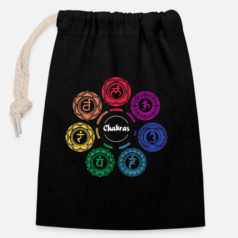 Chakra - Closable cotton gift bag (14x20cm) - black