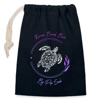 Turtle Karma Beach lila - Verschließbarer Geschenkbeutel aus Baumwolle (14x20cm) - Navy - Vorne