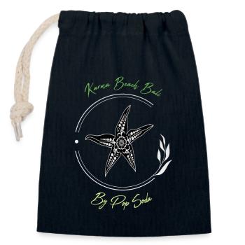 Karma Beach starfish green - Closable cotton gift bag (14x20cm) - navy - Front