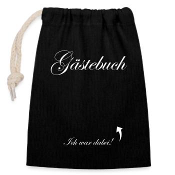 Gästebuch unterschreiben Geburstag Geschenkidee - Verschließbarer Geschenkbeutel aus Baumwolle (14x20cm) - Schwarz - Vorne