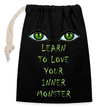Das innere Monster - Verschließbarer Geschenkbeutel aus Baumwolle (14x20cm) - Schwarz - Vorne