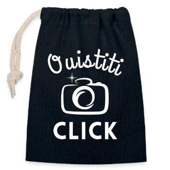 photo, photographe, prendre une photo - Sac cadeau en coton avec cordon (14 x 20 cm) - bleu marine - Devant