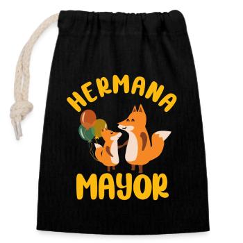 Niñas Dulce Zorro Futura Hermana Mayor - Verschließbarer Geschenkbeutel aus Baumwolle (14x20cm) - Schwarz - Vorne