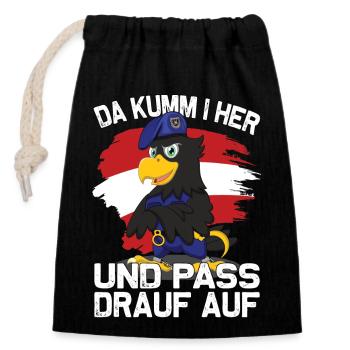 Polizei Österreich - Adler Flagge - Verschließbarer Geschenkbeutel aus Baumwolle (14x20cm) - Schwarz - Vorne