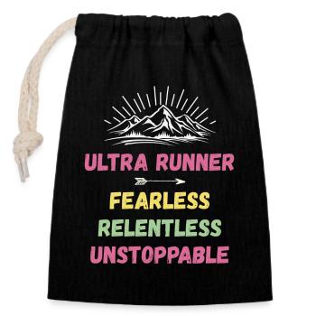 Ultra Runnner - Intrépide. Implacable. Imparable. - Sac cadeau en coton avec cordon (14 x 20 cm) - noir - Devant