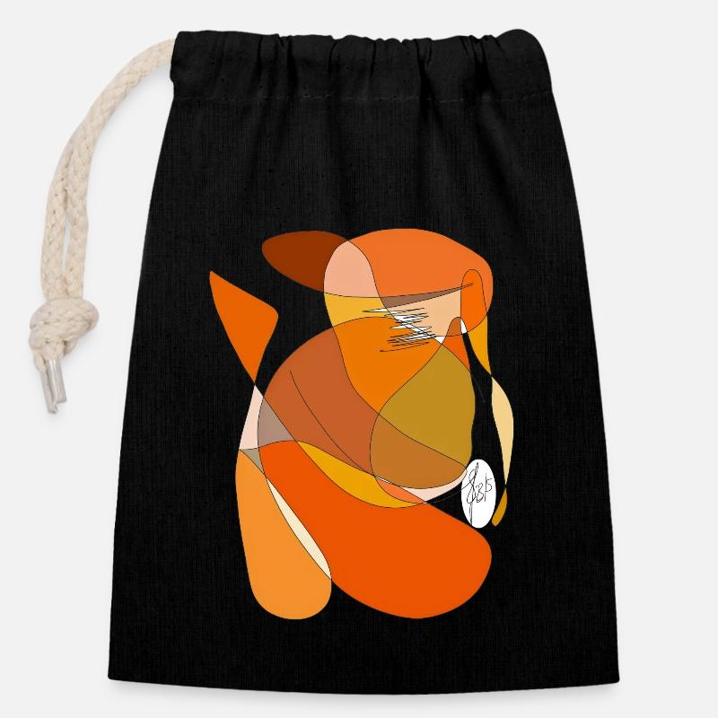 Renard du paradis - Sac cadeau en coton avec cordon (14 x 20 cm) - noir