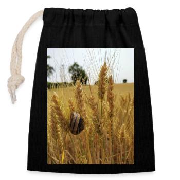 Escargot sur blé - Sac cadeau en coton avec cordon (14 x 20 cm) - noir - Devant