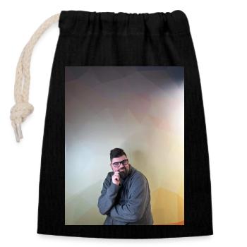 Tom Erik Risanger - Sac cadeau en coton avec cordon (14 x 20 cm) - noir - Devant