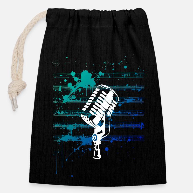 dis-le avec micro - Sac cadeau en coton avec cordon (14 x 20 cm) - noir