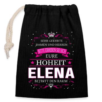 Eure Hoheit Elena betritt den Raum - Verschließbarer Geschenkbeutel aus Baumwolle (14x20cm) - Schwarz - Vorne