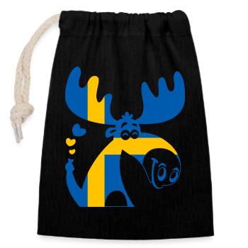 ELCH SCHWEDEN FLAGGE - Verschließbarer Geschenkbeutel aus Baumwolle (14x20cm) - Schwarz - Vorne