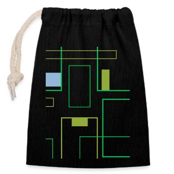Squares and lines in trendy minimalist green - Closable cotton gift bag (14x20cm) - black - Front