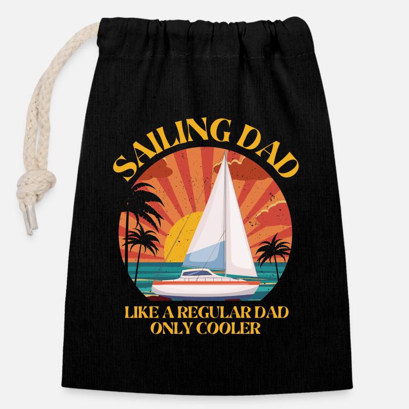 Cooler Sailing Dad - Closable cotton gift bag (14x20cm) - black