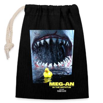 Megalodon der Schrecken der Bäder - Parodie - Verschließbarer Geschenkbeutel aus Baumwolle (14x20cm) - Schwarz - Vorne
