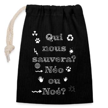 Who will save us? Neo or Noah? - Closable cotton gift bag (14x20cm) - black - Front
