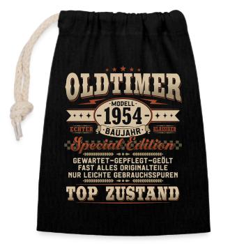 Oldtimer Baujahr 1954 Jahrgang Geburtstag Geschenk - Verschließbarer Geschenkbeutel aus Baumwolle (14x20cm) - Schwarz - Vorne
