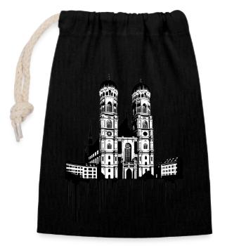 Frauenkirche in Munich | Street Art Banksy Style - Closable cotton gift bag (14x20cm) - black - Front