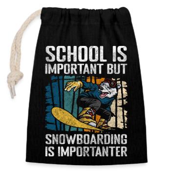 Schnee Piste Sport Winterurlaub - Verschließbarer Geschenkbeutel aus Baumwolle (14x20cm) - Schwarz - Vorne