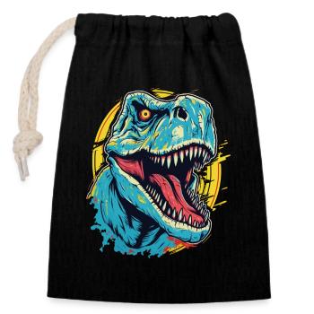 T-Rex Dinosaurier Dino Tyrannosaurus Rex Vintage - Verschließbarer Geschenkbeutel aus Baumwolle (14x20cm) - Schwarz - Vorne