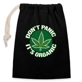 Hemp Grass Cannabis Hemp Leaf Saying Motif - Closable cotton gift bag (14x20cm) - black - Front