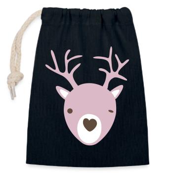 Rudolph Geweih Herz Nase skandinavisch Kinder cool - Verschließbarer Geschenkbeutel aus Baumwolle (14x20cm) - Navy - Vorne