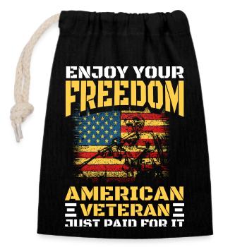 USA Flag Military Tourist - Closable cotton gift bag (14x20cm) - black - Front