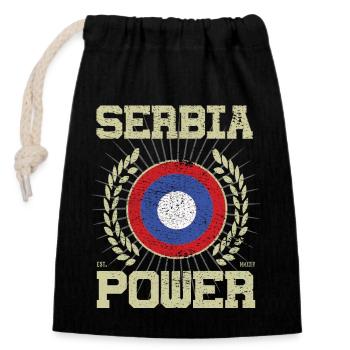 Design Cool Serbie - Sac cadeau en coton avec cordon (14 x 20 cm) - noir - Devant