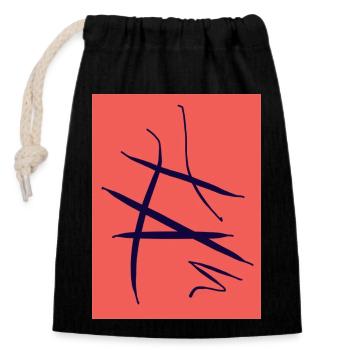Indigenous African abstraction in red blue - Closable cotton gift bag (14x20cm) - black - Front
