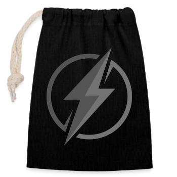 Énergie électrisante : puissance et dynamisme - Sac cadeau en coton avec cordon (14 x 20 cm) - noir - Devant