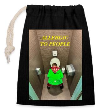 Allergisch gegen Menschen - Verschließbarer Geschenkbeutel aus Baumwolle (14x20cm) - Schwarz - Vorne