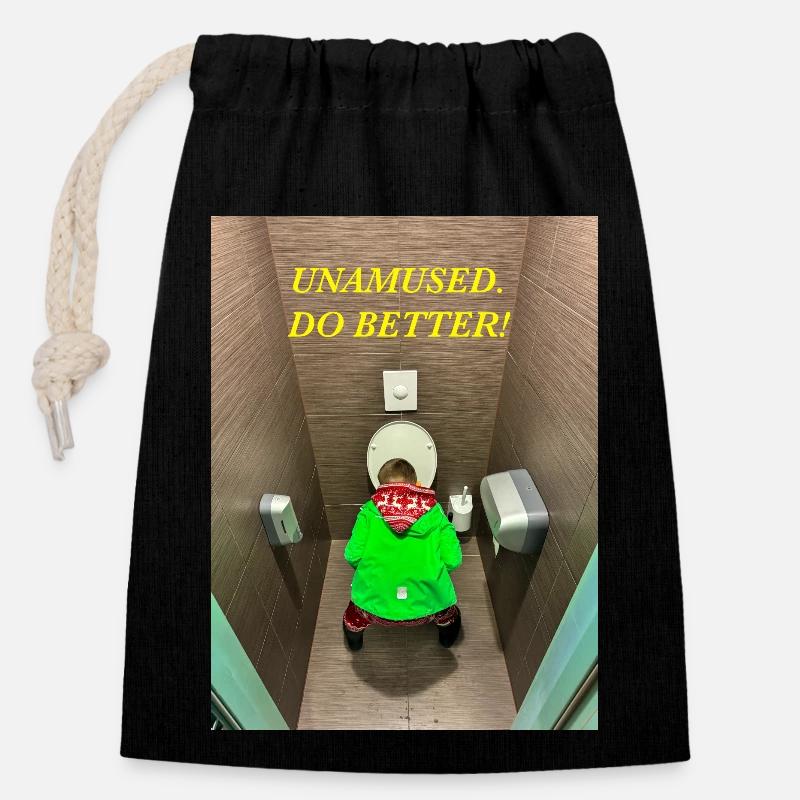 Unamused. Do better! - Closable cotton gift bag (14x20cm) - black