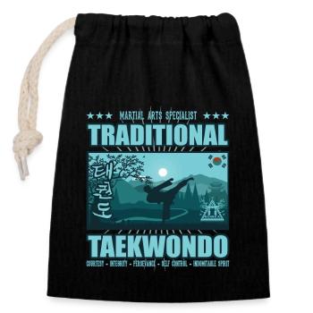 Taekwondo Südkorea Design: Für den TaekwondoFan - Verschließbarer Geschenkbeutel aus Baumwolle (14x20cm) - Schwarz - Vorne