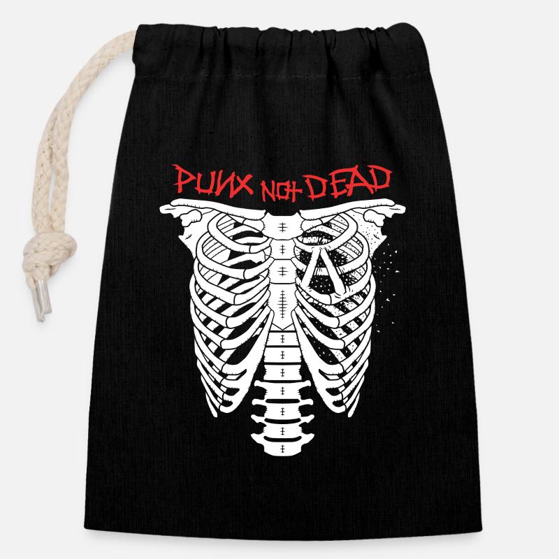 Punx n’est pas mort - Sac cadeau en coton avec cordon (14 x 20 cm) - noir