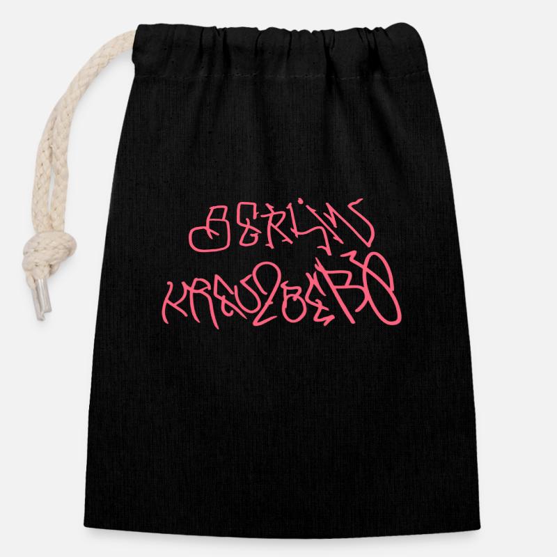 Berlin Kreuzberg Wildstyle - Sac cadeau en coton avec cordon (14 x 20 cm) - noir