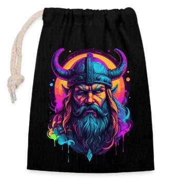 Colorful Viking - Closable cotton gift bag (14x20cm) - black - Front